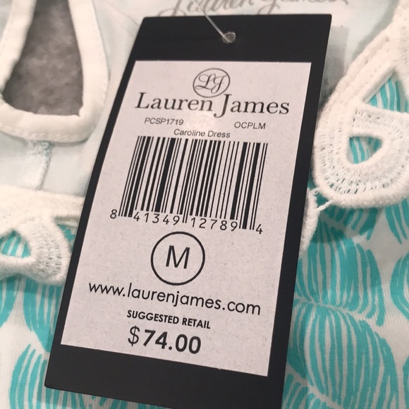 NWT Lauren James Dress Womens M Blue Green Ocean Palm Caroline Beach Resortwear - Picture 6 of 10